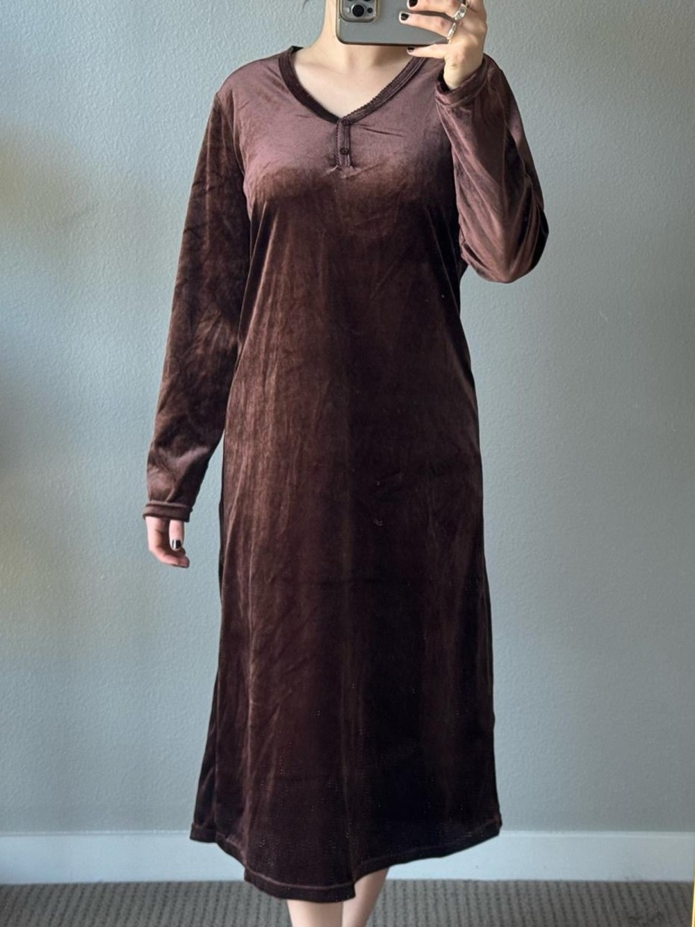 Vintage Gilligan OMalley Velvet Midi Dress Nightgown